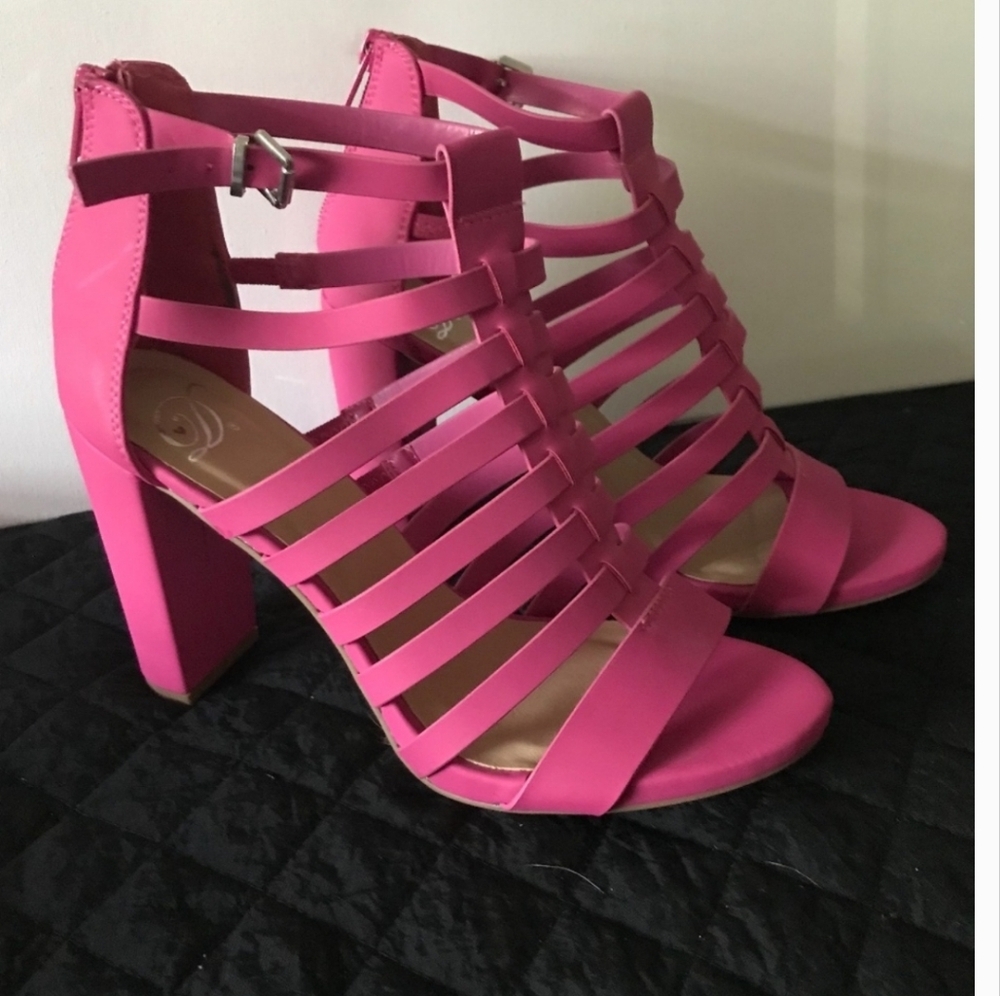 Pink Strappy Heeled Sandals